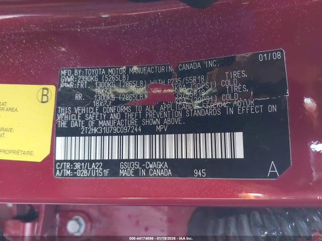 2009 LEXUS RX 350 2T2HK31U79C097244 Photo 8