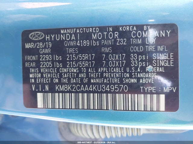 2019 HYUNDAI KONA KM8K2CAA4KU349570 Photo 8