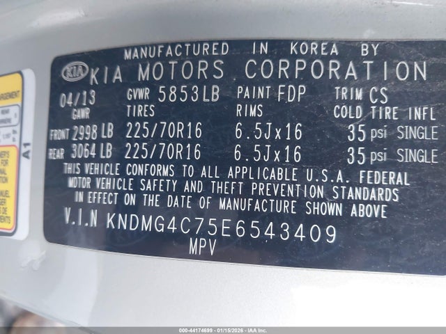 KIA SEDONA LX 2014 KNDMG4C75E6543409 Image 9