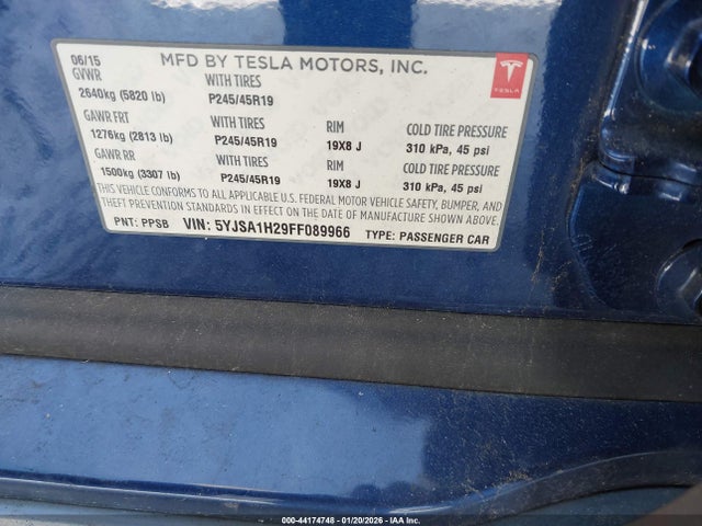 2015 TESLA MODEL S 5YJSA1H29FF089966 Photo 8