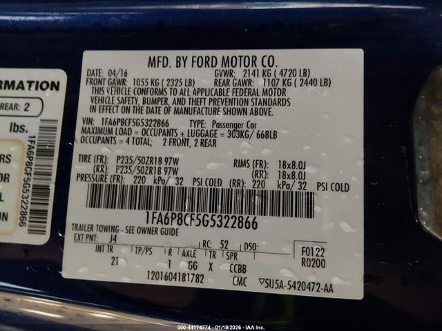 2016 FORD MUSTANG 1FA6P8CF5G5322866 Photo 8