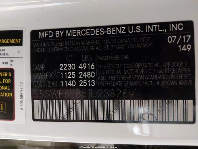 55SWF6EB5JU238269 Mercedes-Benz Amg C 43 4matic