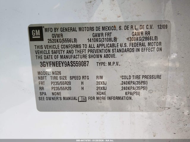 2010 CADILLAC SRX 3GYFNEEY9AS559087 Photo 8