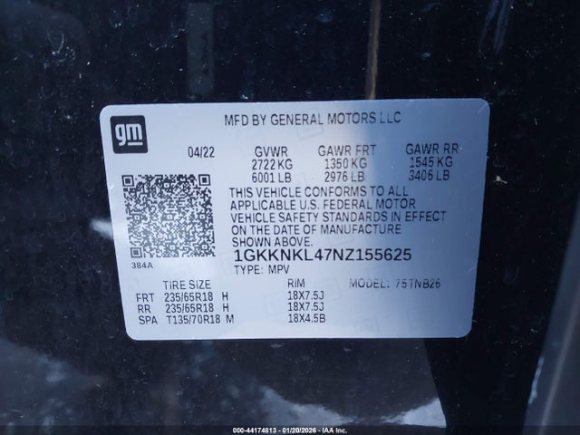 Продаж на аукціоні авто 2022 Gmc Acadia Fwd Sle, vin: 1GKKNKL47NZ155625, номер лоту: 44174813