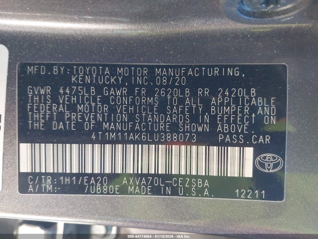 4T1M11AK6LU388073 Toyota CAMRY SE