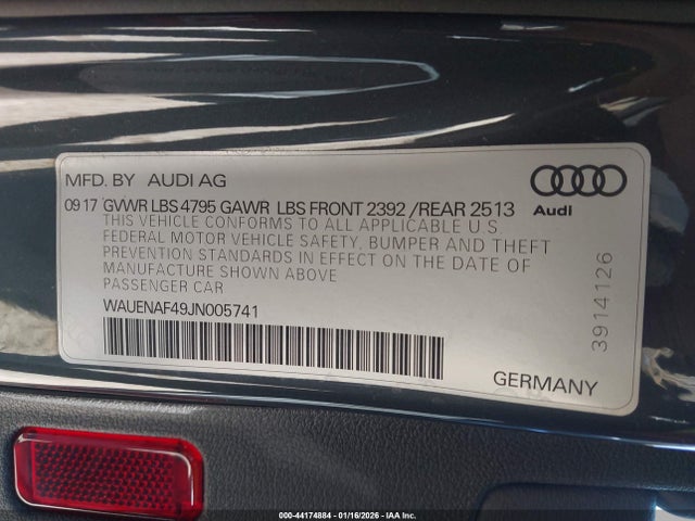 WAUENAF49JN005741 Audi A4 2.0t Premium/2.0t Tech Premium