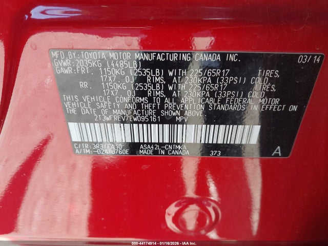 2014 TOYOTA RAV4 2T3WFREV7EW095161 Photo 8