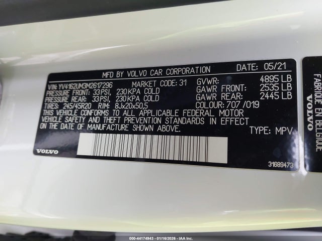 Auction sale of the 2021 Volvo Xc40 T5 R-design, vin: YV4162UM3M2617296, lot number: 44174943
