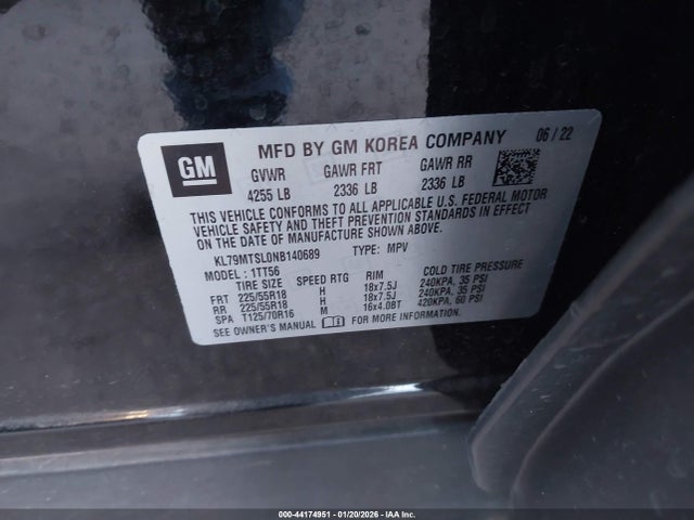 KL79MTSL0NB140689 Chevrolet Trailblazer Fwd Rs