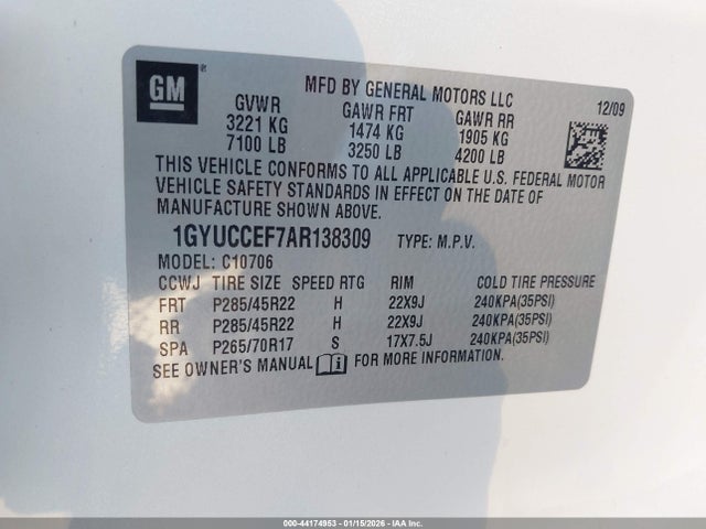 2010 CADILLAC ESCALADE 1GYUCCEF7AR138309 Photo 8