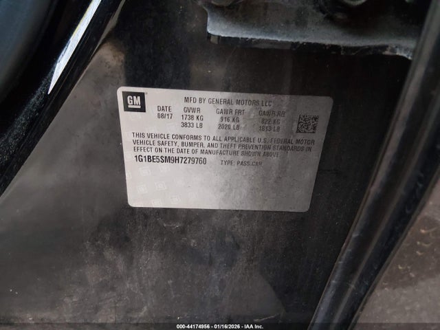 1G1BE5SM9H7279760 Chevrolet Cruze Lt Auto
