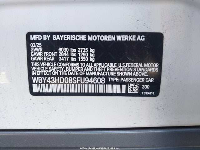 WBY43HD08SFU94608 BMW I4 Gran Coupe Xdrive40