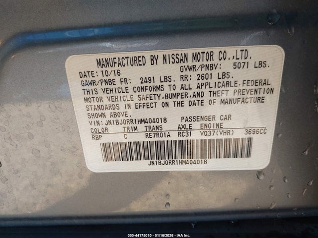 Aukcja sprzedaży 2017 Infiniti Qx50, vin: JN1BJ0RR1HM404018, numer aukcji: 44175010