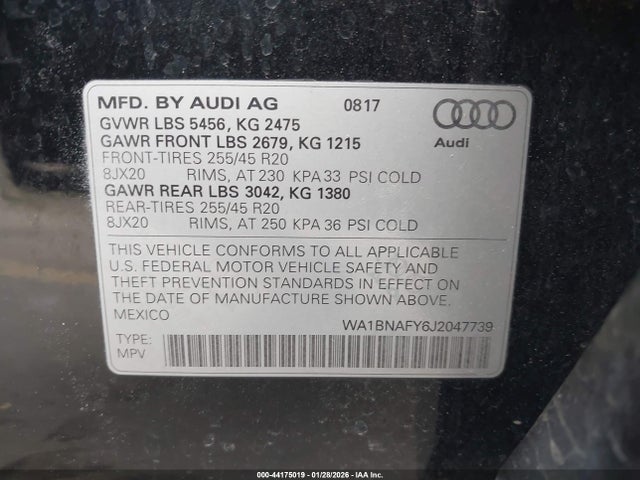 2018 AUDI Q5 WA1BNAFY6J2047739 Photo 8