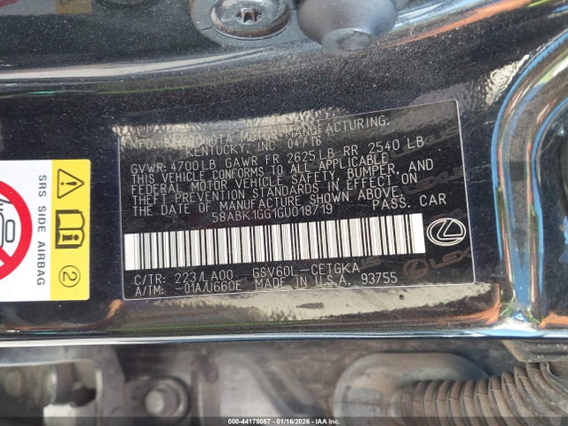 2016 LEXUS ES 350 58ABK1GG1GU018719 Photo 8