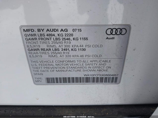 2016 AUDI Q3 WA1GFCFS3GR004857 Photo 8