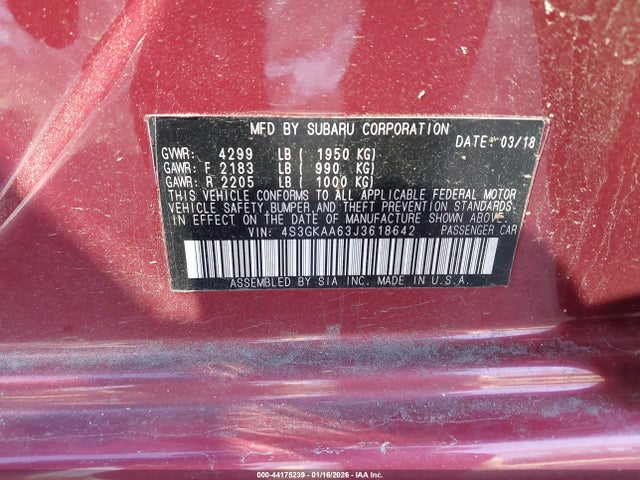 4S3GKAA63J3618642 Subaru Impreza 2.0i