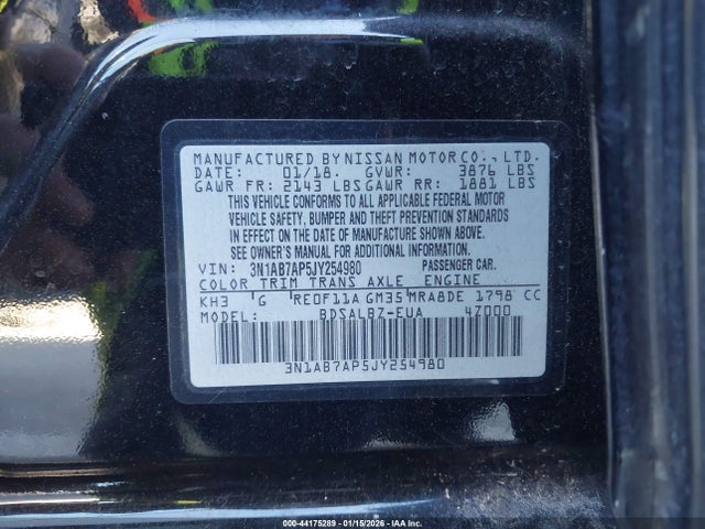 3N1AB7AP5JY254980 Nissan SENTRA S