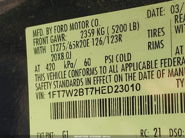 Ford F-250 Lariat 2017 1FT7W2BT7HED23010 Image 9