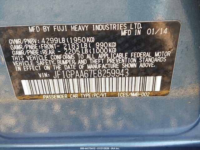 Subaru Impreza 2.0i 2014 JF1GPAA67E8259943 Image 9