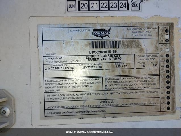 Продаж на аукціоні авто 2013 Wabash National Corp Wabash National Corp, vin: 1JJV532D2DL751704, номер лоту: 44175426
