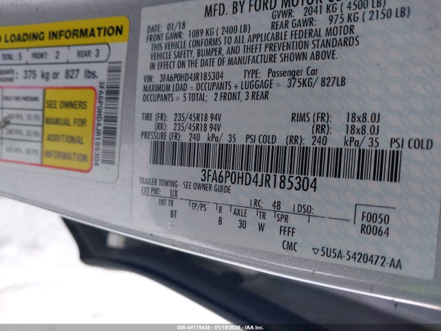 2018 FORD FUSION 3FA6P0HD4JR185304 Photo 8