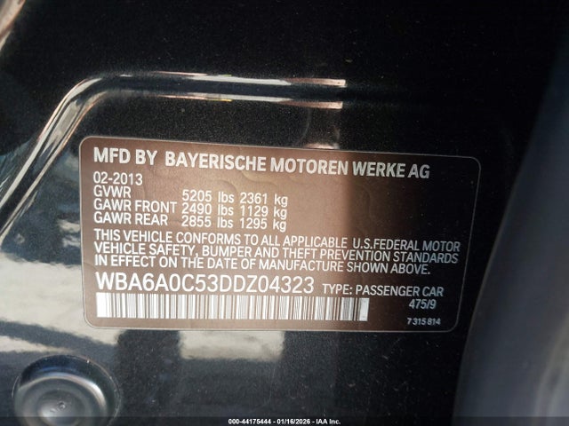 2013 BMW 640I GRAN COUPE WBA6A0C53DDZ04323 Photo 8