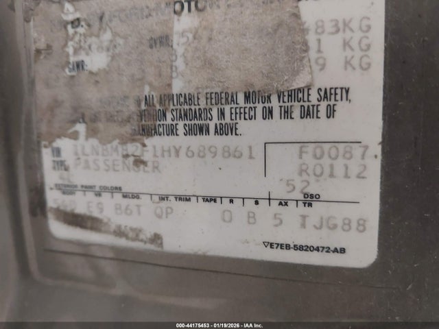 1987 LINCOLN TOWN CAR 1LNBM82F1HY689861 Photo 8