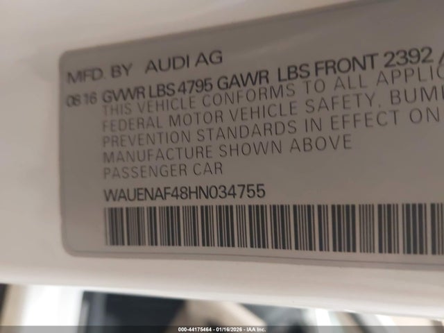 2017 AUDI A4 WAUENAF48HN034755 Photo 8