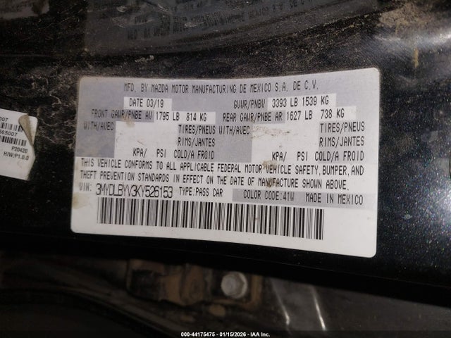 3MYDLBYV3KY526153 Toyota YARIS LE