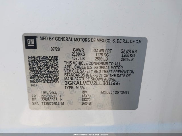 3GKALVEV2LL301555 GMC Terrain Awd Slt