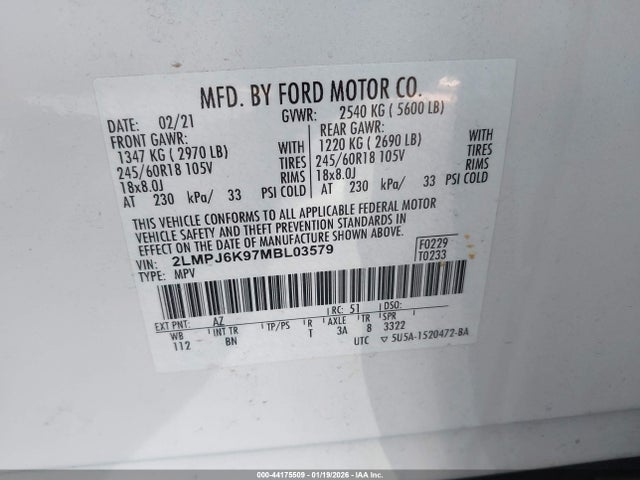 2021 LINCOLN NAUTILUS 2LMPJ6K97MBL03579 Photo 8
