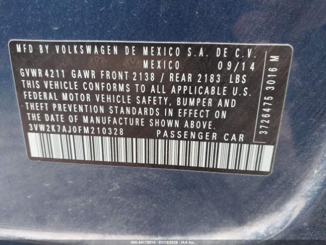 2015 VOLKSWAGEN JETTA 3VW2K7AJ0FM210328 Photo 8