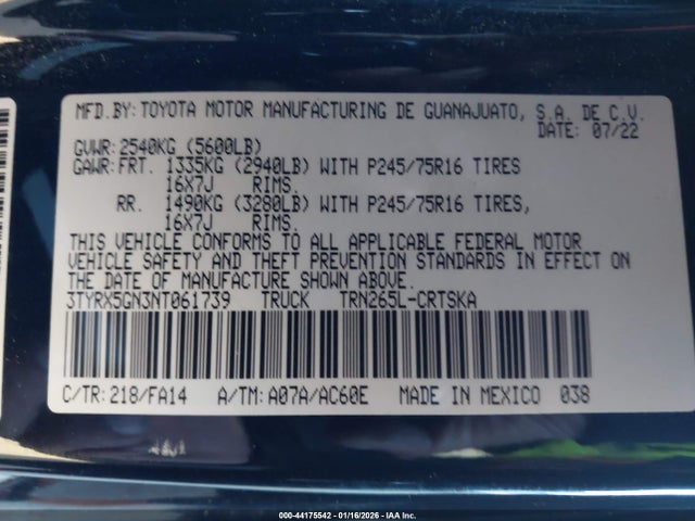 Toyota Tacoma Sr 2022 3TYRX5GN3NT061739 Image 9
