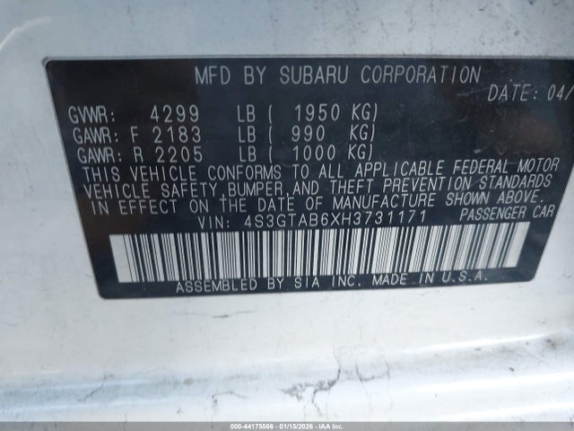 4S3GTAB6XH3731171 Subaru Impreza 2.0i Premium