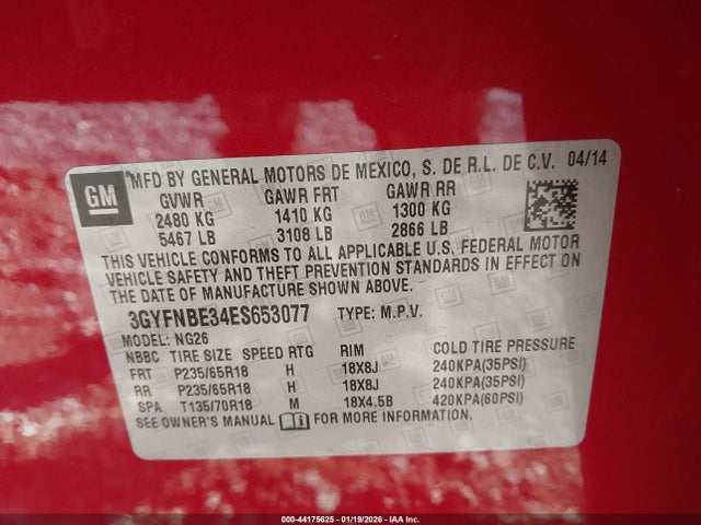 2014 CADILLAC SRX 3GYFNBE34ES653077 Photo 8