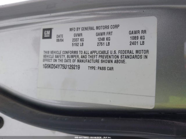 2005 CADILLAC DEVILLE 1G6KD54Y75U129219 Photo 8