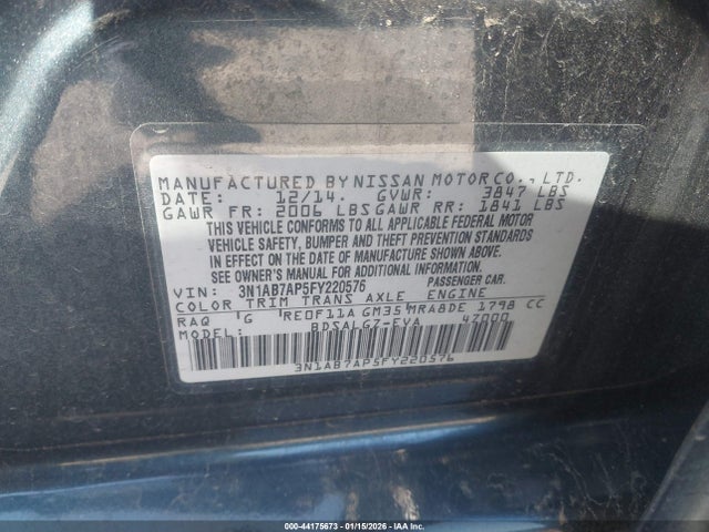 3N1AB7AP5FY220576 Nissan SENTRA SL