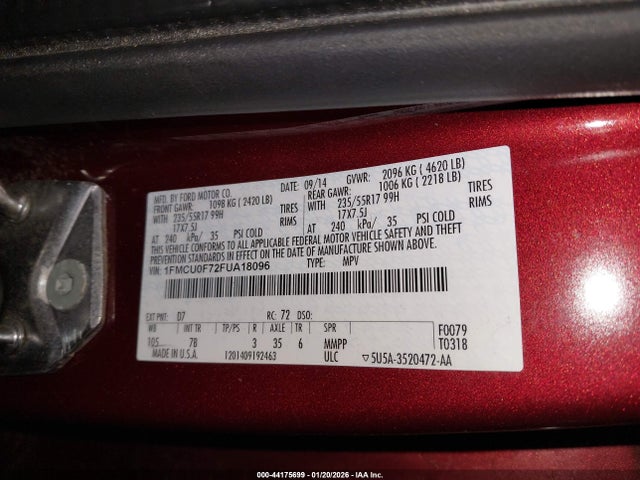 Ford ESCAPE S 2015 1FMCU0F72FUA18096 Image 9