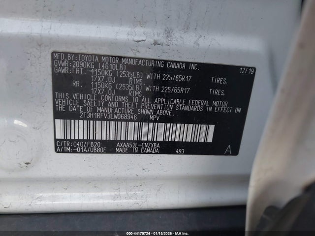 2T3H1RFV3LW068946 Toyota RAV4 LE