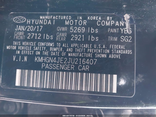 KMHGN4JE2JU216407 Genesis G80 3.8
