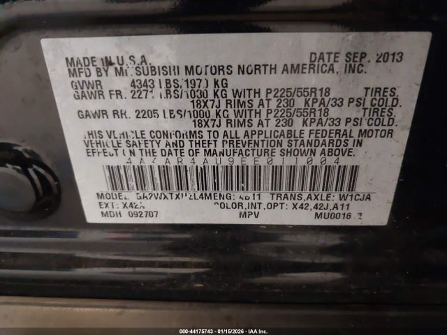 2014 MITSUBISHI OUTLANDER SPORT 4A4AR4AU9EE011004 Photo 8