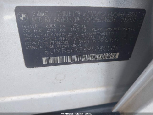 2009 BMW X5 5UXFE43539L038505 Photo 8