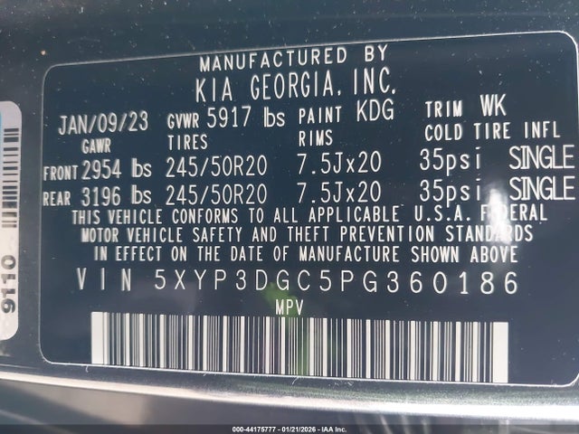 5XYP3DGC5PG360186 KIA Telluride Ex X-line