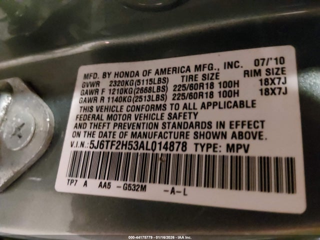 2010 HONDA ACCORD CROSSTOUR 5J6TF2H53AL014878 Photo 8