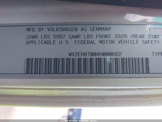 1999 VOLKSWAGEN EUROVAN WV2EH8700XH000662 Photo 8