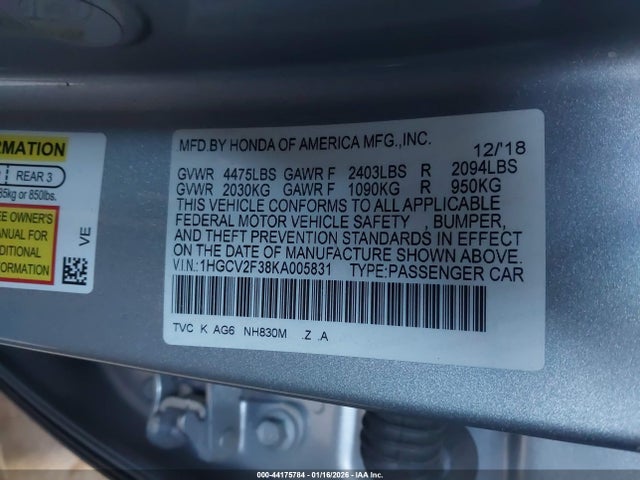1HGCV2F38KA005831 Honda Accord Sport 2.0t