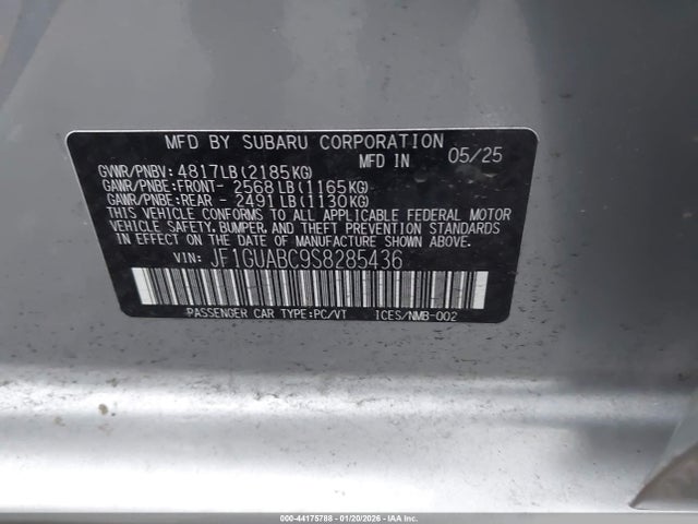 Subaru Impreza Base 5-door 2025 JF1GUABC9S8285436 Image 9