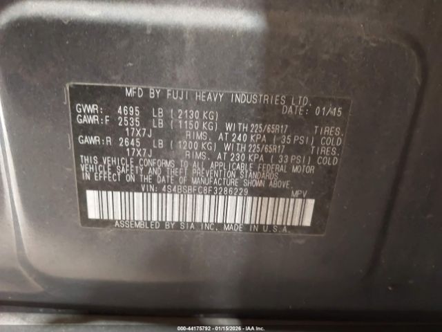 2015 SUBARU OUTBACK 4S4BSBFC8F3286229 Photo 8