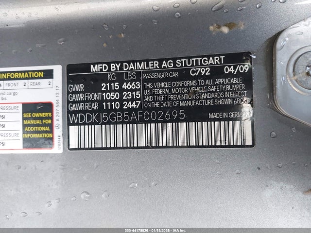 44175826 :رقم المزاد ، WDDKJ5GB5AF002695 vin ، 2010 Mercedes-benz E 350 مزاد بيع